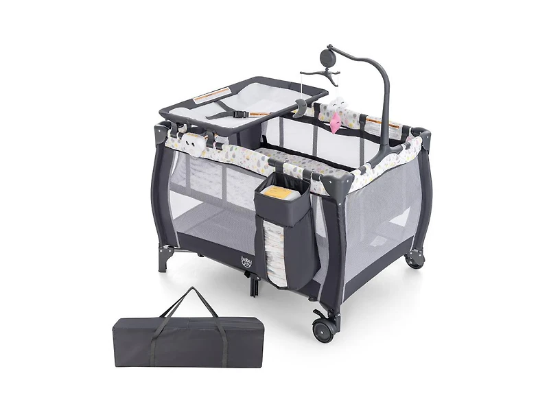 Portable Baby Playard with Changing Table Bassinet and Music Box