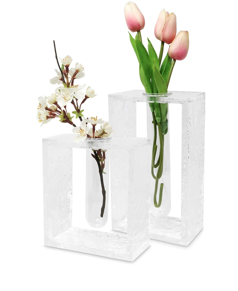 Vivience 8.75"H Tube Inlayed Acrylic Vase