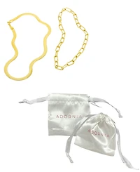 Adornia Tarnish Resistant 14K Gold-Plated Set of Herringbone and Paper Clip Necklaces