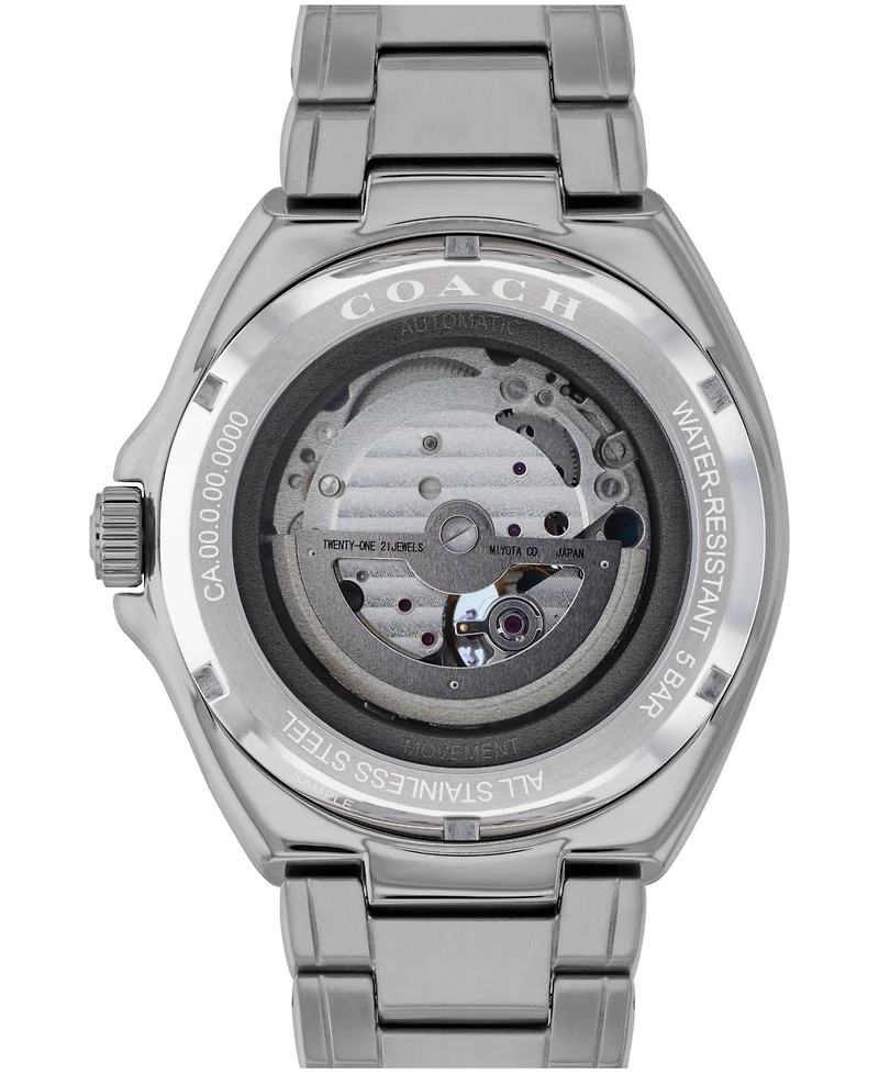 Coach Men's Automatic Jackson Gray Stainless Steel Watch 45mm