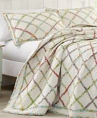Laura Ashley Ruffle Garden Appliqued Diamond Cotton Sham, Standard