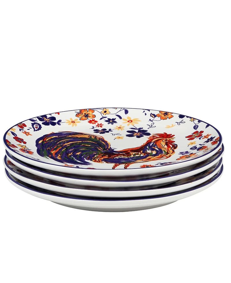 Certified International Morning Rooster Set of 4 Dinner Plates