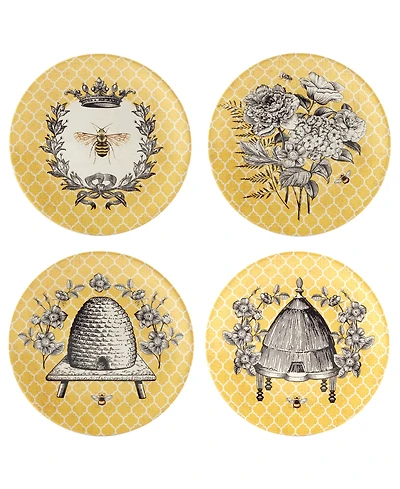 Certified International French Bees Set of 4 Salad Plates