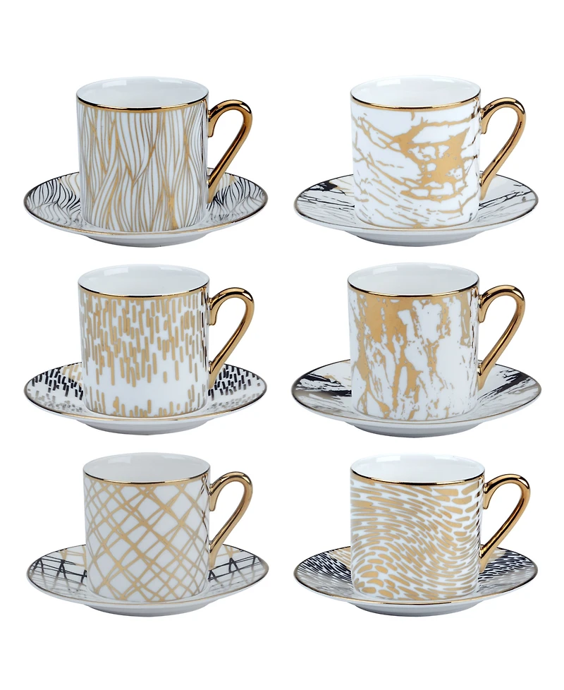 Certified International Matrix Espresso Cups & Saucers Set, Service for 6