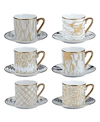 Certified International Matrix Espresso Cups & Saucers Set, Service for 6
