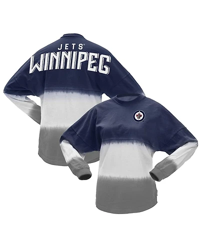 Women's Fanatics Branded Blue, Gray Winnipeg Jets Ombre Long Sleeve T-shirt