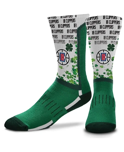 Men's For Bare Feet La Clippers Four Leaf St. Patrick's Day V-Curve Crew Socks