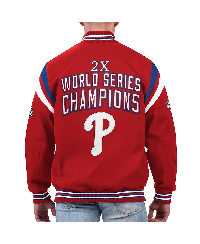 Men's G-iii Sports by Carl Banks Red Philadelphia Phillies Quick Full-Snap Varsity Jacket