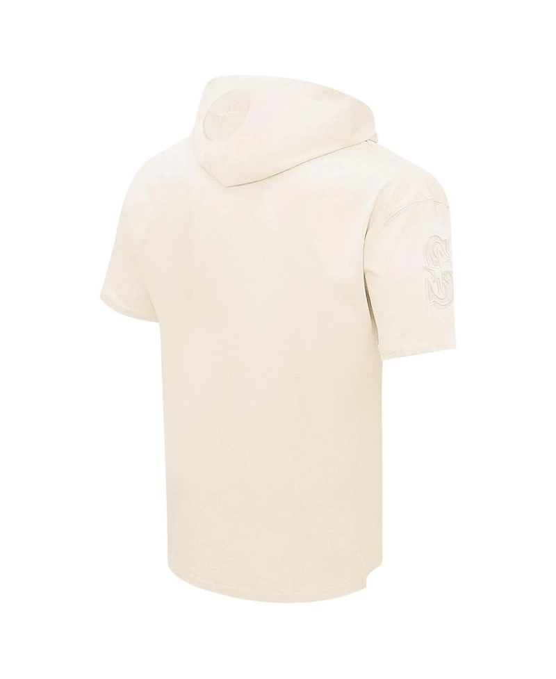 Men's Pro Standard Cream Seattle Mariners Neutral Short Sleeve Hoodie T-shirt