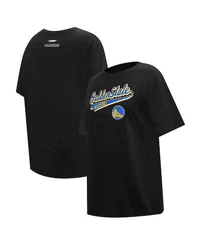 Women's Pro Standard Black Golden State Warriors Script Boyfriend T-shirt