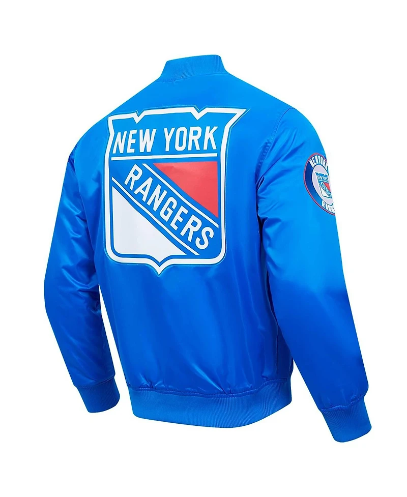 Men's Pro Standard Blue New York Rangers Classic Satin Full-Snap Jacket