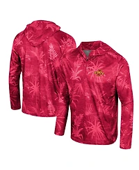 Men's Colosseum Cardinal Iowa State Cyclones Palms Printed Lightweight Quarter-Zip Hooded Top