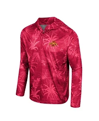 Men's Colosseum Cardinal Iowa State Cyclones Palms Printed Lightweight Quarter-Zip Hooded Top