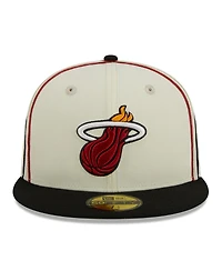 Men's New Era Cream, Black Miami Heat Piping 2-Tone 59FIFTY Fitted Hat