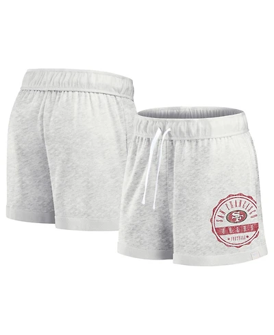Women's Fanatics Oatmeal Distressed San Francisco 49ers Vintage-Like Badge Shorts