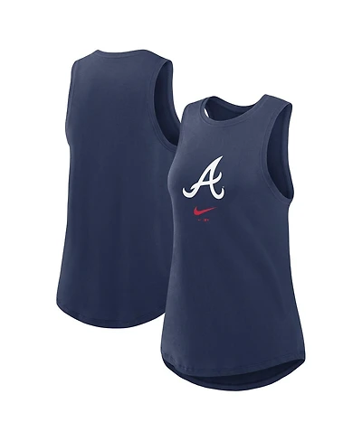 Women's Nike Navy Atlanta Braves Legacy Icon High Neck Fashion Tank Top