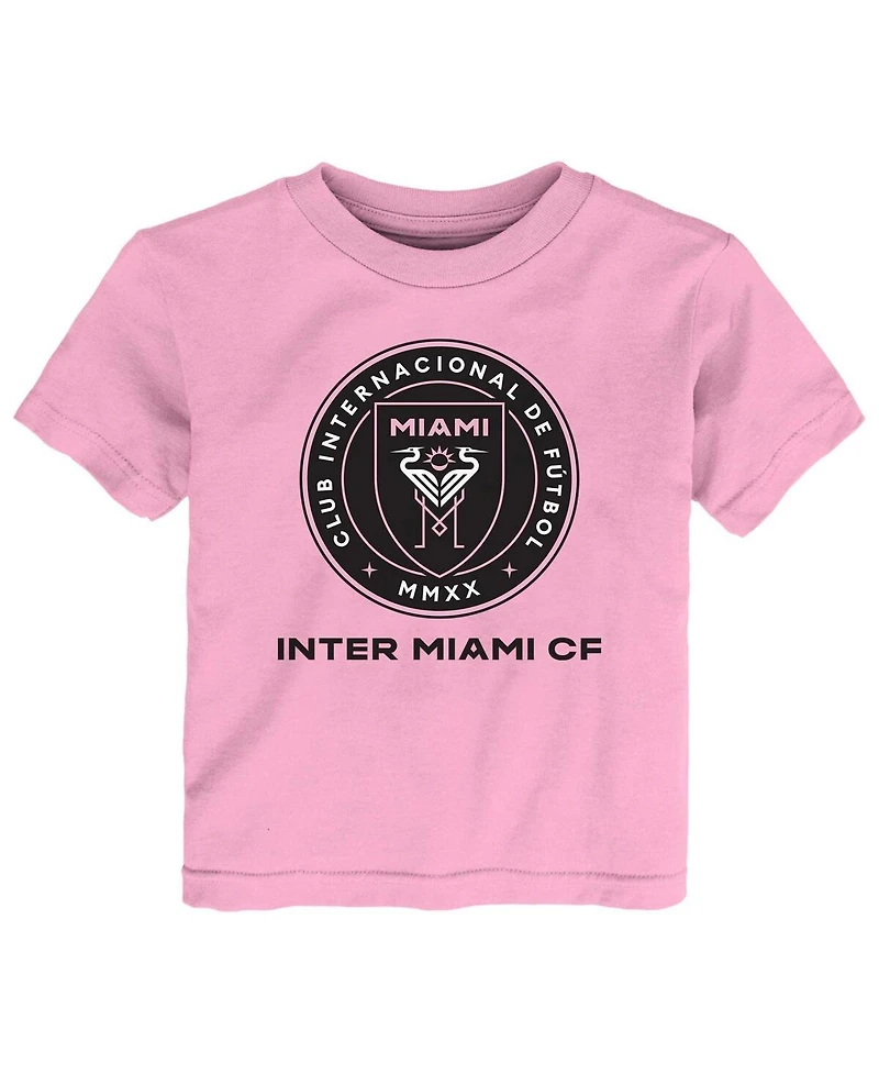 Toddler Boys and Girls Pink Inter Miami Cf Primary Logo T-shirt