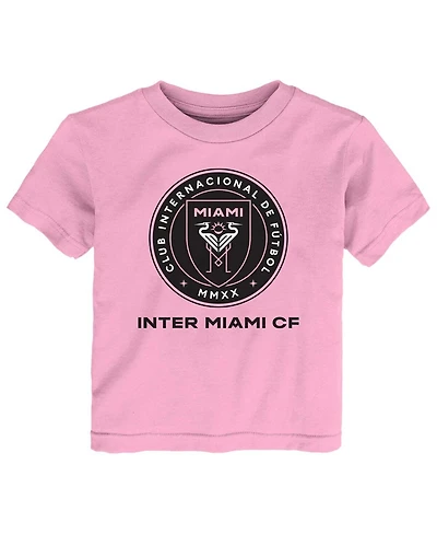Toddler Boys and Girls Pink Inter Miami Cf Primary Logo T-shirt