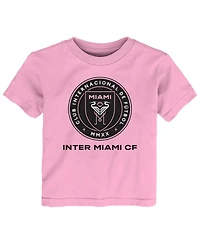 Toddler Boys and Girls Pink Inter Miami Cf Primary Logo T-shirt