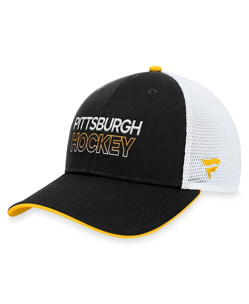 Men's Fanatics Black Pittsburgh Penguins Authentic Pro Rink Trucker Adjustable Hat