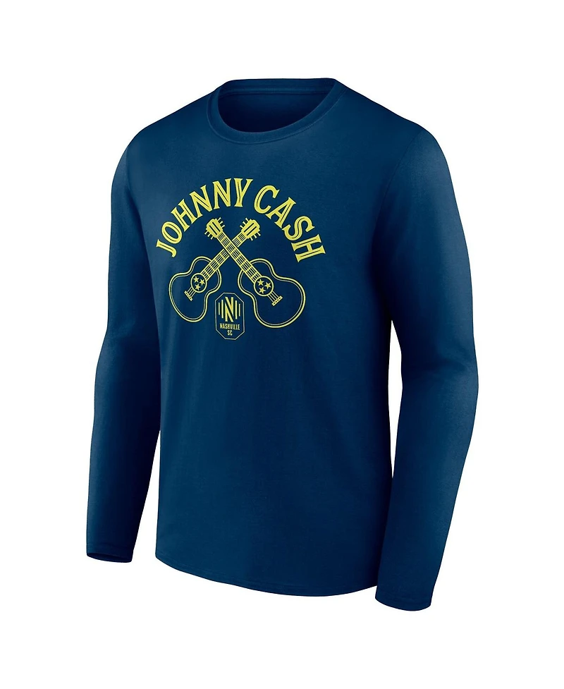 Men's Fanatics Navy Nashville Sc x Johnny Cash Guitar Long Sleeve T-shirt
