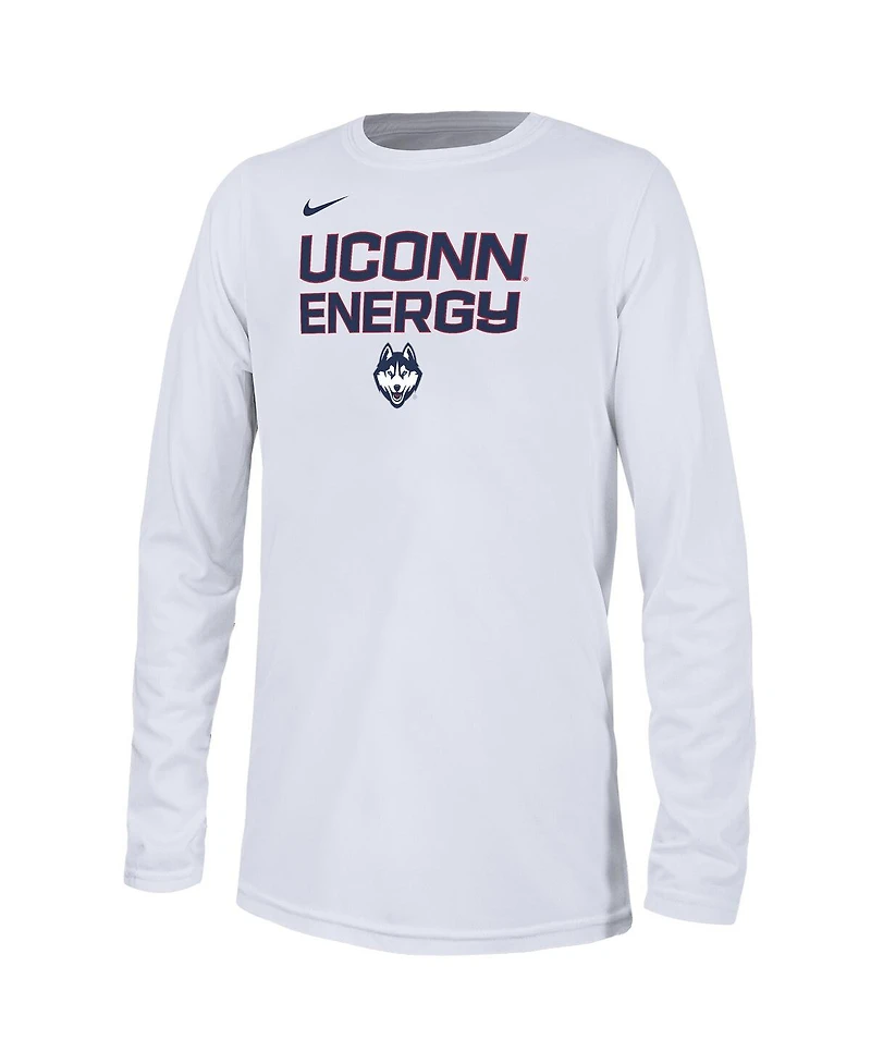 Big Boys Nike White UConn Huskies 2024 On-Court Bench Energy T-shirt