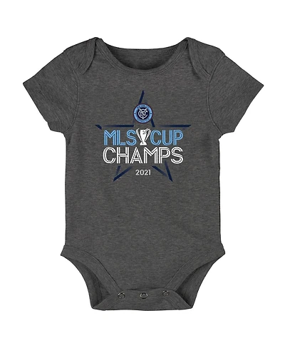 Baby Boys and Girls Charcoal New York City Fc 2021 Mls Cup Champions Locker Room Bodysuit