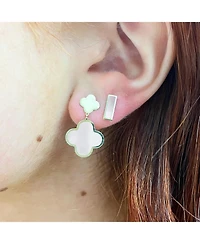 The Lovery Mother of Pearl and Gold Clover Drop Earrings 14K Gold