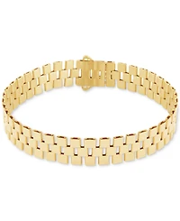 Italian Gold Polished Rectangular Tube Link Statement Bracelet in 14k Gold