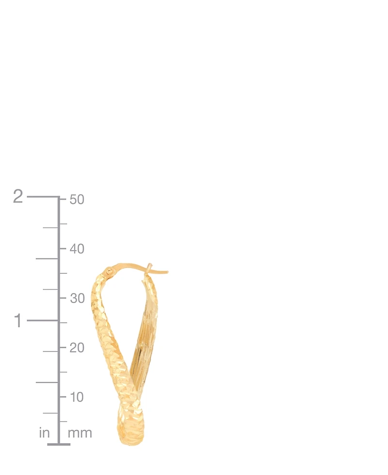 Italian Gold Textured Infinity Style Hoop Earrings in 10k Gold
