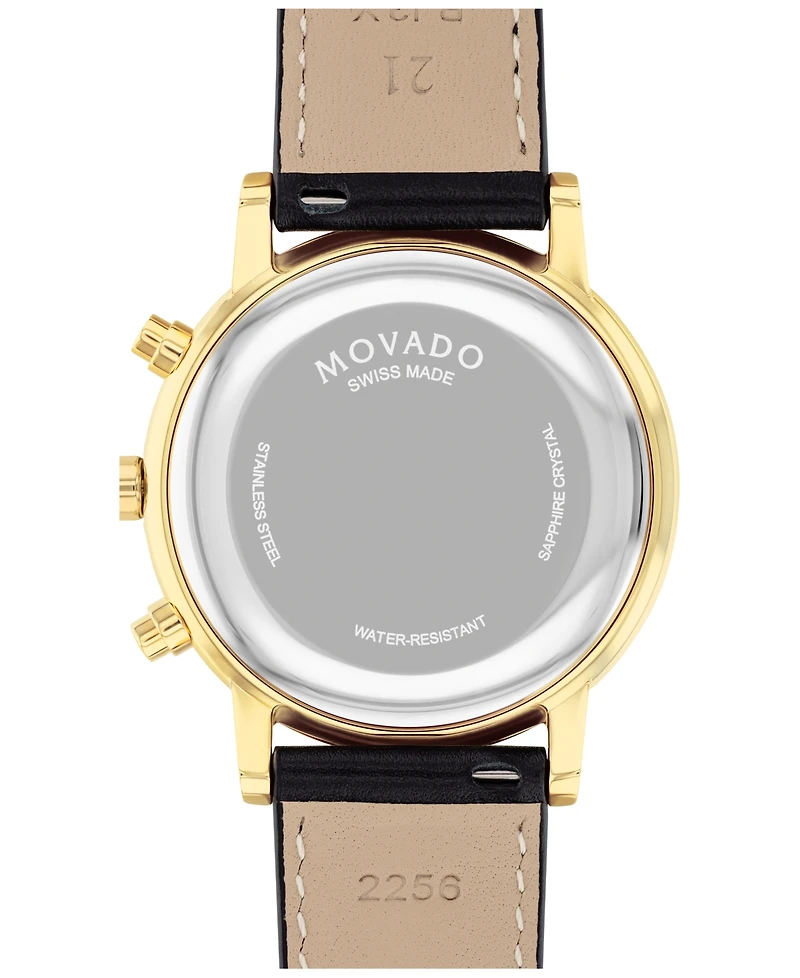 Movado Men's Swiss Chronograph Museum Classic Black Leather Strap Watch 42mm