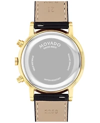 Movado Men's Swiss Chronograph Museum Classic Black Leather Strap Watch 42mm