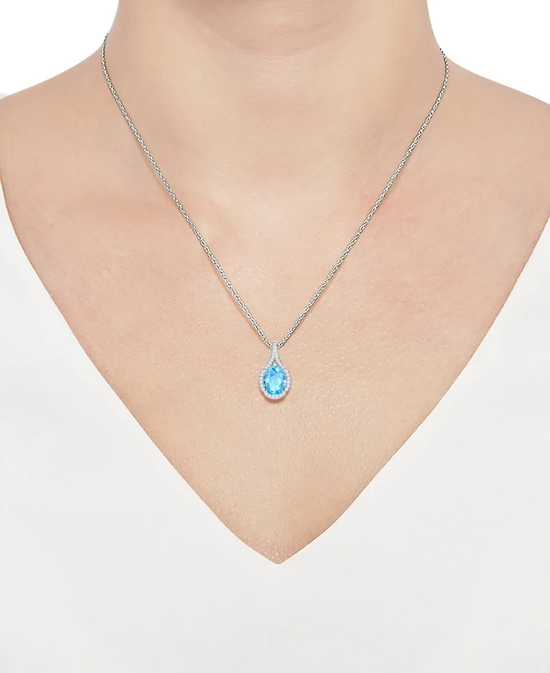 Amethyst (1-1/2 ct. t.w.) & Lab-Grown White Sapphire (1/8 Oval Halo 18" Pendant Necklace 14k Gold-Plated Sterling Silver (Also Additio