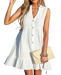 Cupshe Women's White Ruffle Hem Mini Cover-Up Beach Dress