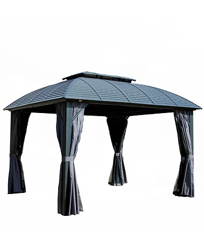 Streamdale 10'X12' Permanent Hardtop Gazebo with Curtains & Netting