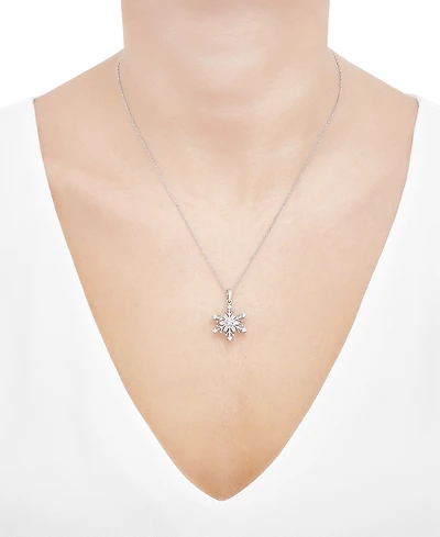 Blue Topaz (3/8 ct. t.w.) and White Topaz (3/8 ct. t.w.) Snowflake Pendant Set in Sterling Silver