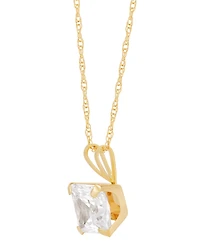 Princess-Cut Cubic Zirconia Pendant Necklace in 14k Gold or White Gold