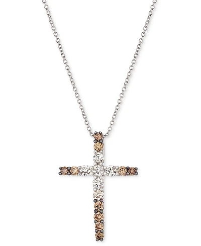 Le Vian Chocolate Ombre Diamond Cross 18" Pendant Necklace (1/2 ct. t.w.) 14k Gold (Also Available Rose or White Gold)