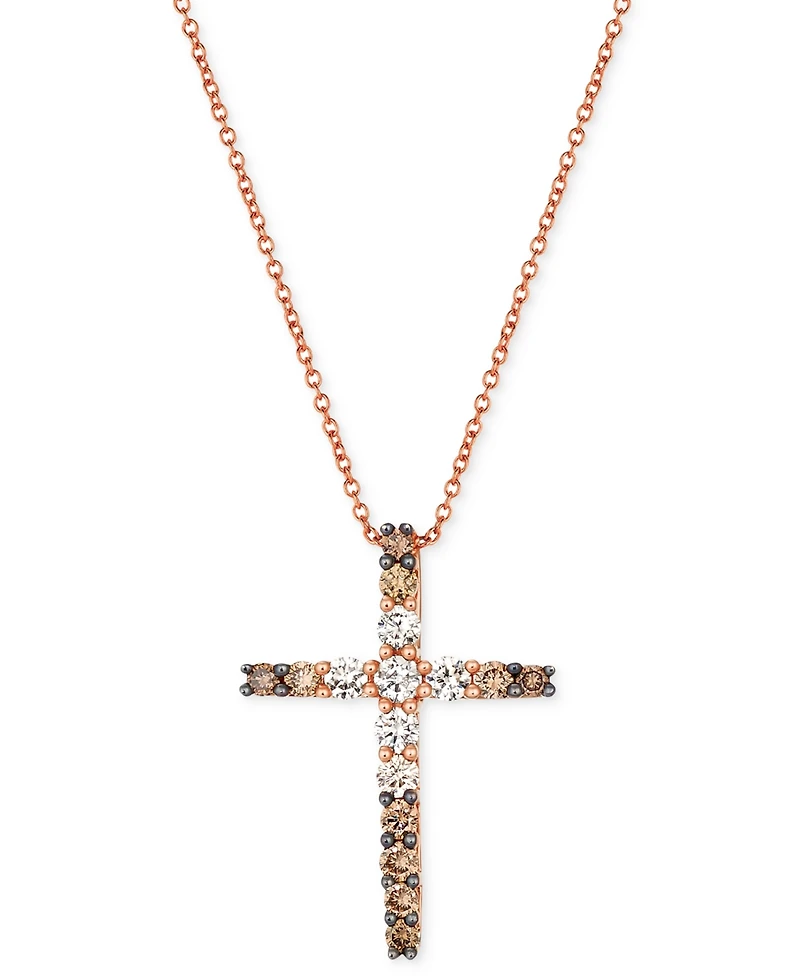 Le Vian Chocolate Ombre Diamond Cross 18" Pendant Necklace (1/2 ct. t.w.) 14k Gold (Also Available Rose or White Gold)