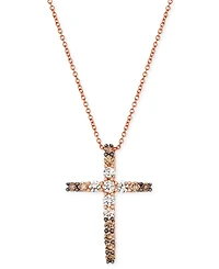Le Vian Chocolate Ombre Diamond Cross 18" Pendant Necklace (1/2 ct. t.w.) 14k Gold (Also Available Rose or White Gold)