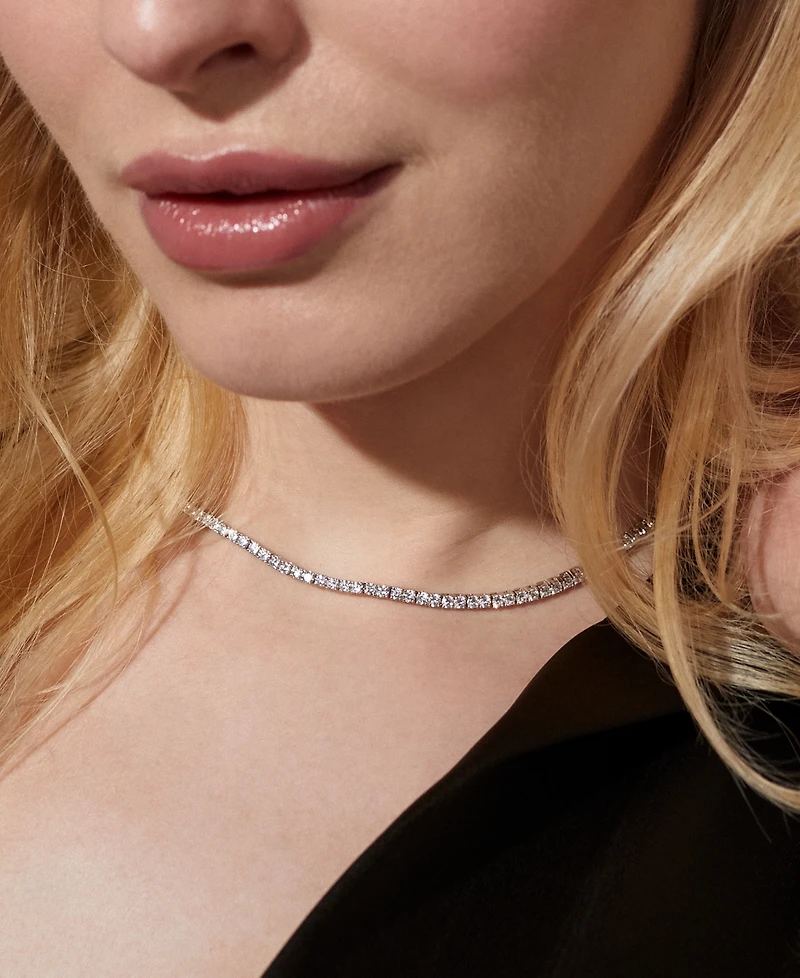 Eliot Danori Rhodium-Plated Cubic Zirconia 16" Tennis Necklace, Created for Macy's