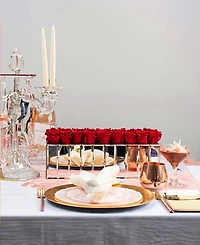 Rose Box Nyc Half Ball of Red Flame Long Lasting Preserved Real Roses in Large Modern Mirrored Centerpiece Vase, 27 Roses