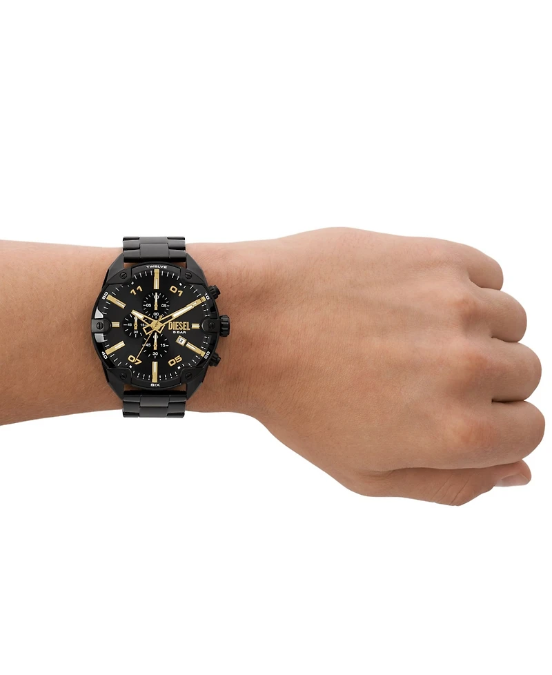 Diesel Men's Spiked Chronograph Black Stainless Steel Watch 49mm