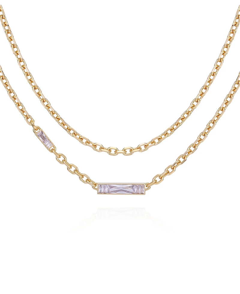 Vince Camuto Gold-Tone Glass Stone Pendant Layered Necklace