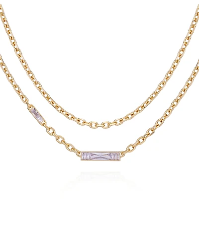 Vince Camuto Gold-Tone Glass Stone Pendant Layered Necklace