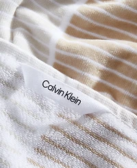 Calvin Klein Blocked Terry Yarn Dyed Stripe Beach Towel Set, 68" x 36"