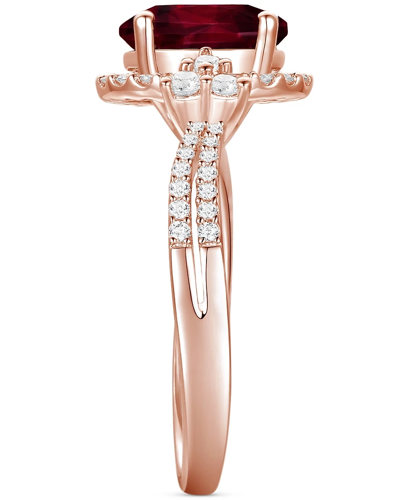 Garnet (1-1/10 ct. t.w.) & Lab-Grown White Sapphire (1/2 Ring 14k Rose Gold-Plated Sterling Silver (Also Blue Sapphire)