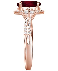 Garnet (1-1/10 ct. t.w.) & Lab-Grown White Sapphire (1/2 Ring 14k Rose Gold-Plated Sterling Silver (Also Blue Sapphire)