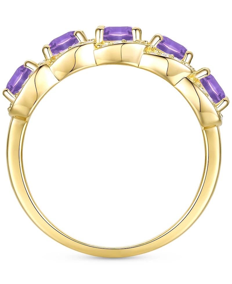 Amethyst (1-1/4 ct. t.w.) & Lab-Grown White Sapphire (1/3 Ring 14k Gold-Plated Sterling Silver (Also Citrine Opal)