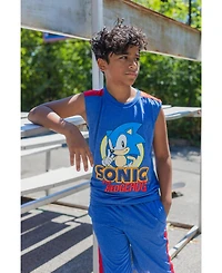 Sega Toddler Boys Sonic the Hedgehog 3 Piece Outfit Set: T-Shirt Tank Top Shorts Blue